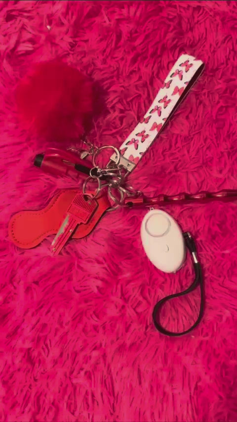 red and white keychain