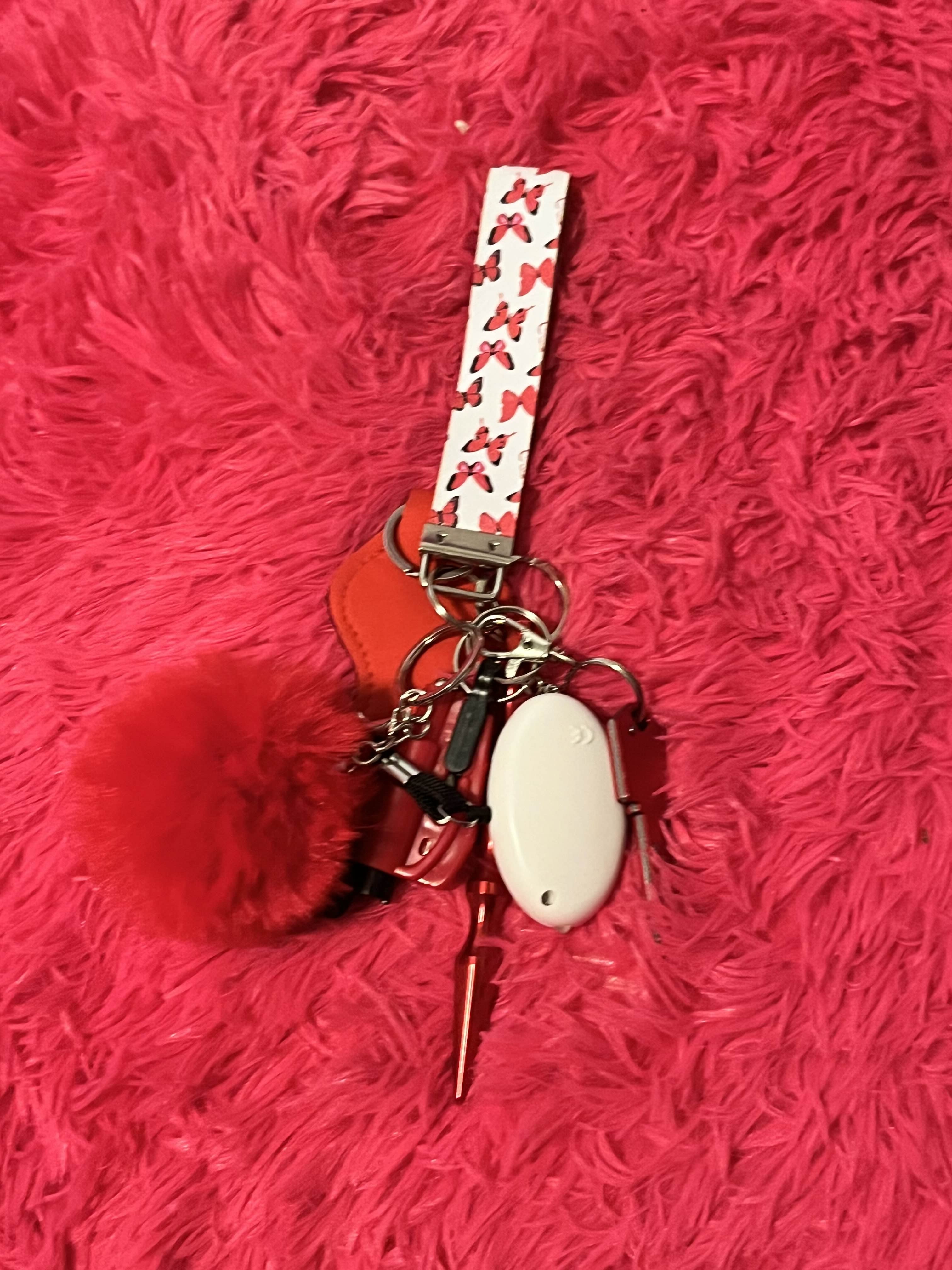 red and white keychain